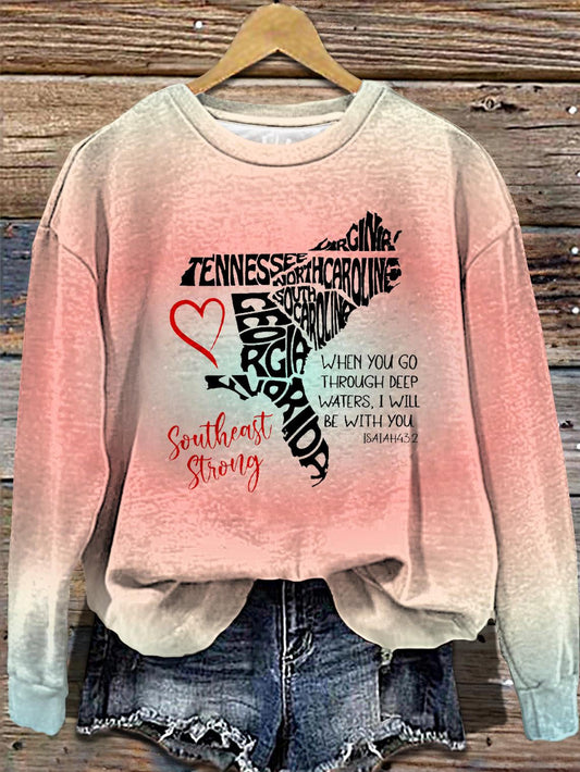 Women's Southeast Strong Hurricane Strikes Donation Crew Neck Casual Sweatshirt