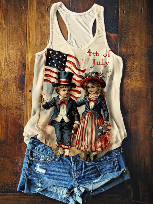 Women's Independence Day Printed Casual Tank Top