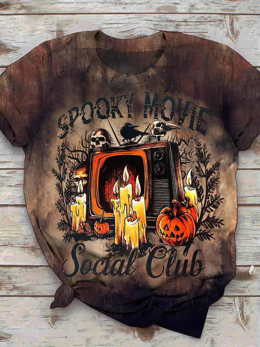 Spooky Movie Pumpkin Halloween Casual T-Shirt