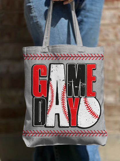 Baseball Game Day Shoulder Zipper Canvas Bag