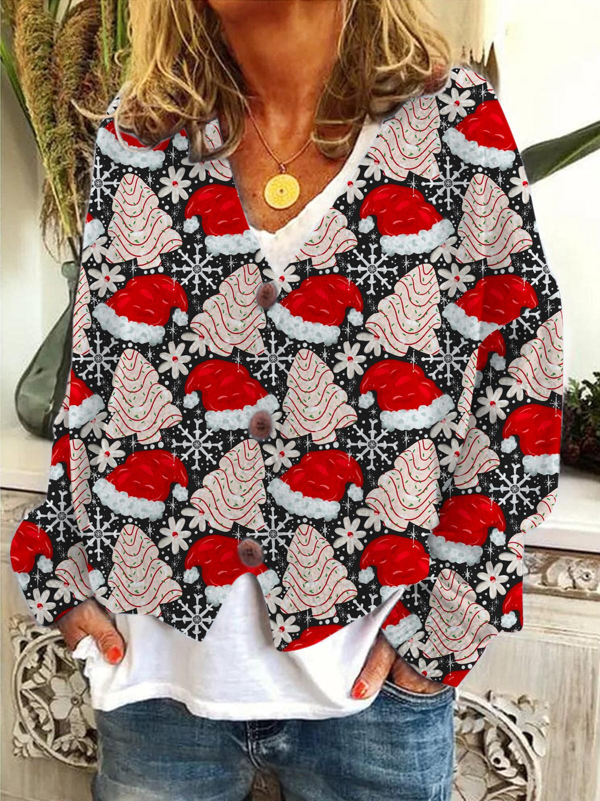 Women's Christmas Tree Cardigan Long Sleeve Sweater