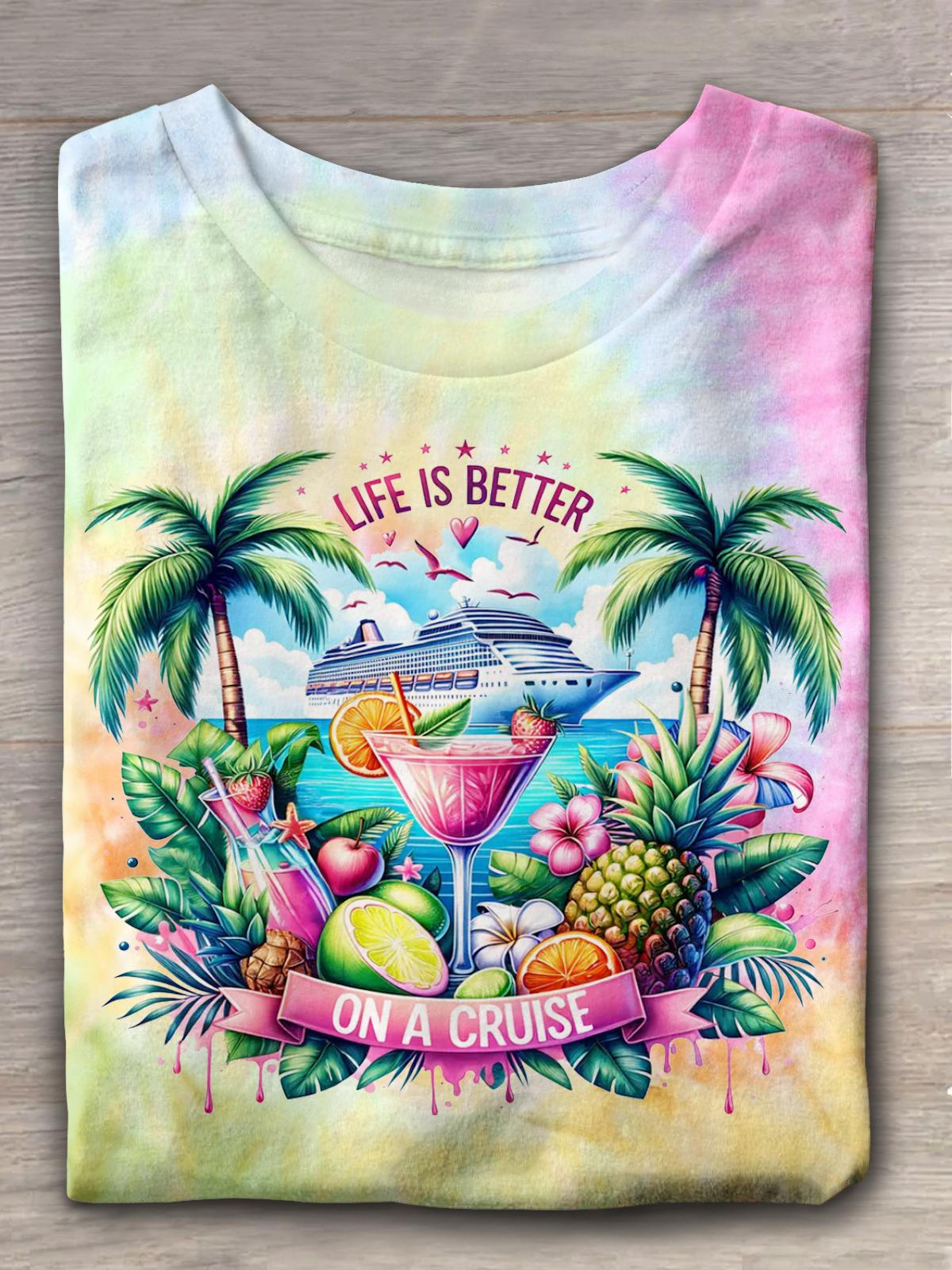 Life is Better Cruising Girl Trips Crew Neck T-shirt