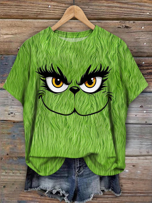 Green Shaggy Printed Crew Neck T-shirt