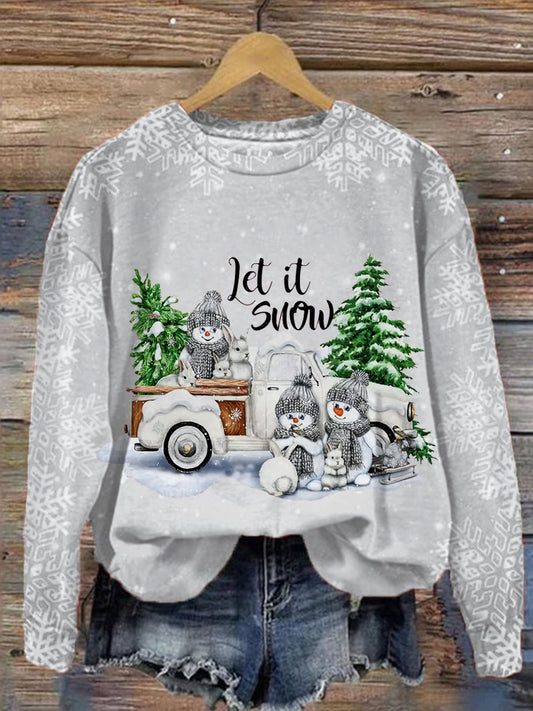 Women's Winter Snowman Print Top