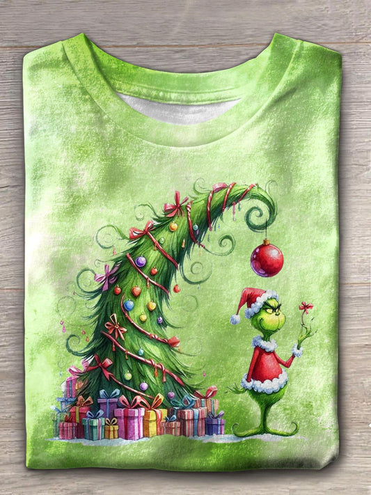 Women's Christmas Movie Print Crew Neck T-shirt