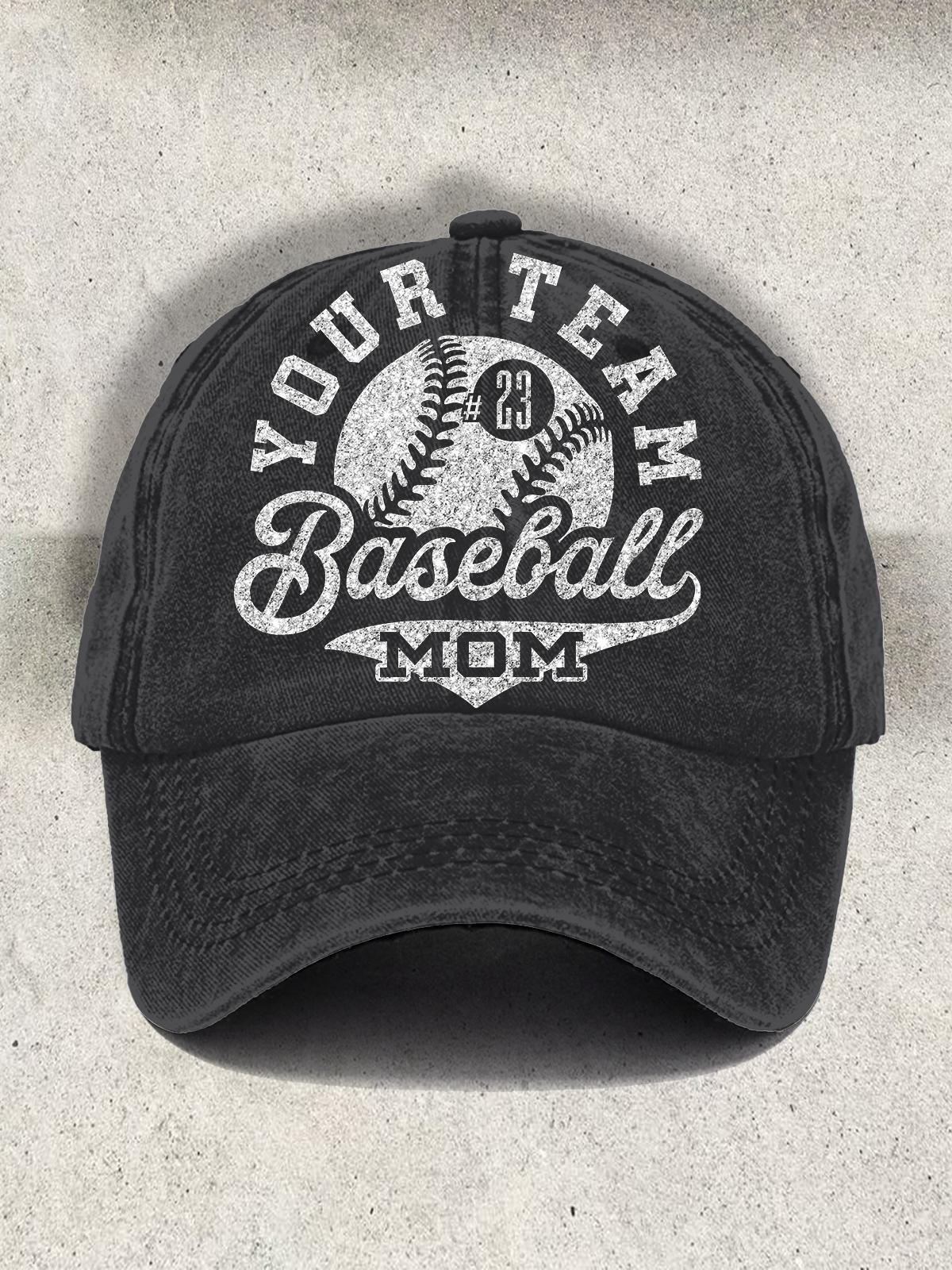 Your Team Baseball Mom Retro Print Baseball Cap