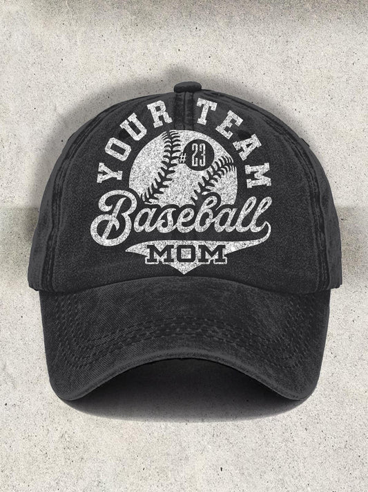 Your Team Baseball Mom Retro Print Baseball Cap