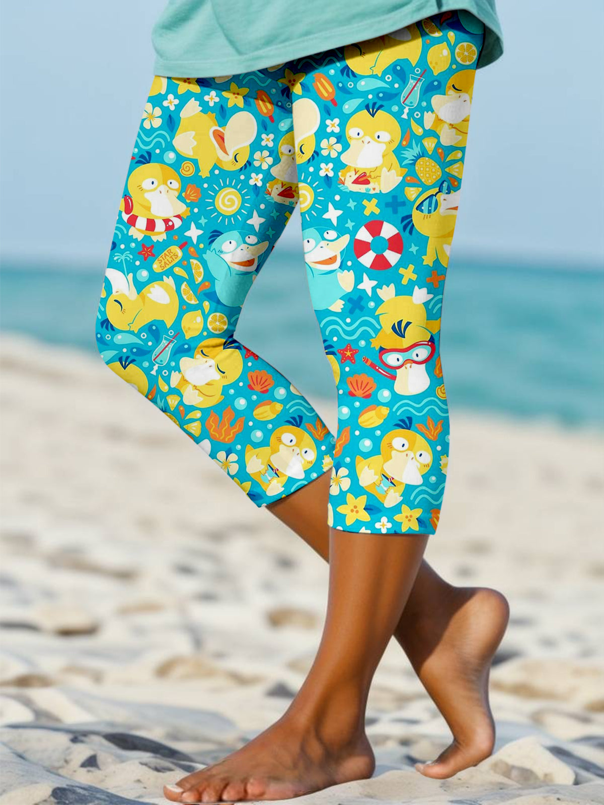 Platypus On Vacation Pattern Print Stretch Leggings