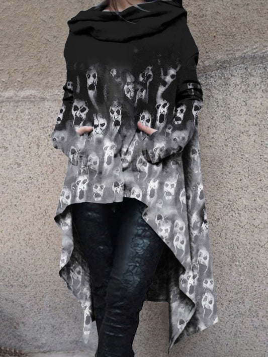 Halloween Skull Print Long Sleeve Top