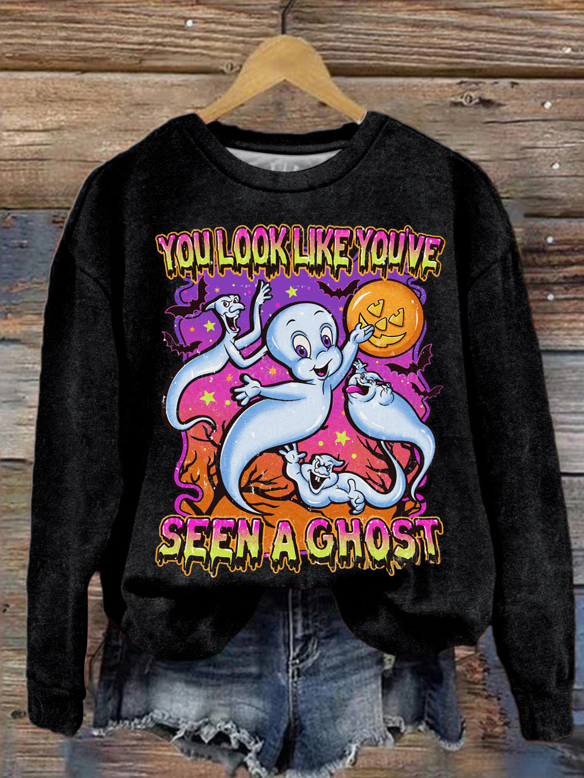 You Look Like You've Seen A Ghost Printed Long Sleeve Casual Top