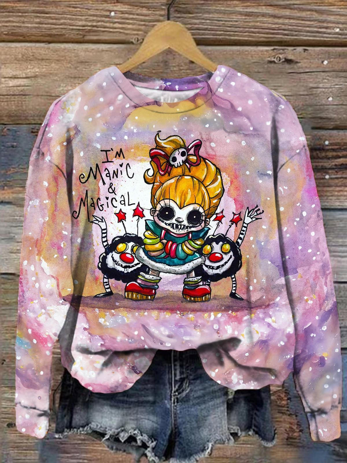 Women's Day of the Dead Ghost Girls Print Long Sleeve Top