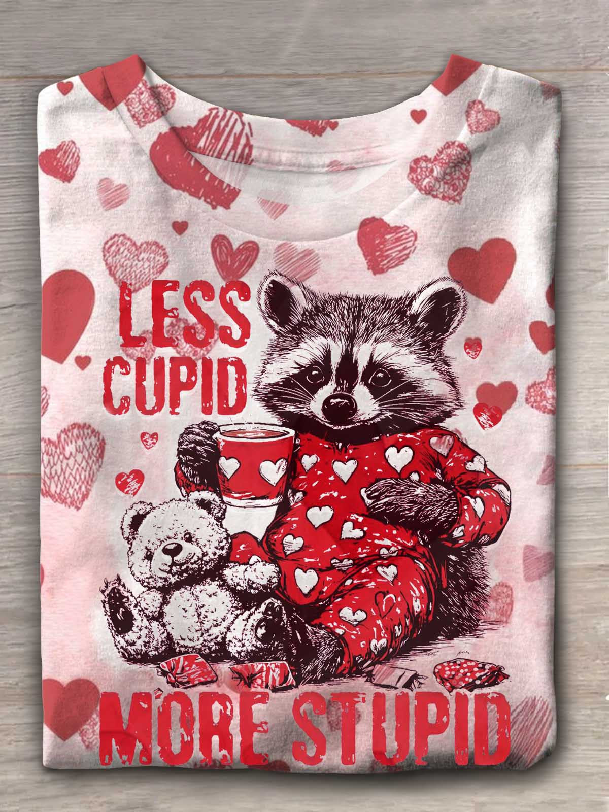 Women's Snarky Raccoon Valentine Crew Neck T-shirt