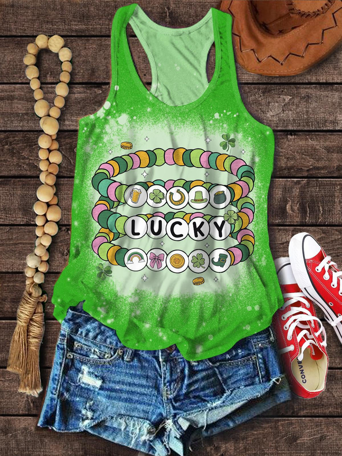 Lucky Happy St. Patrick Day Bracelet Print Tank Top