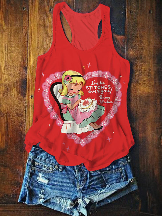 I'm In Stitches Over You Valentine's Day Cute Girls Print Tank Top