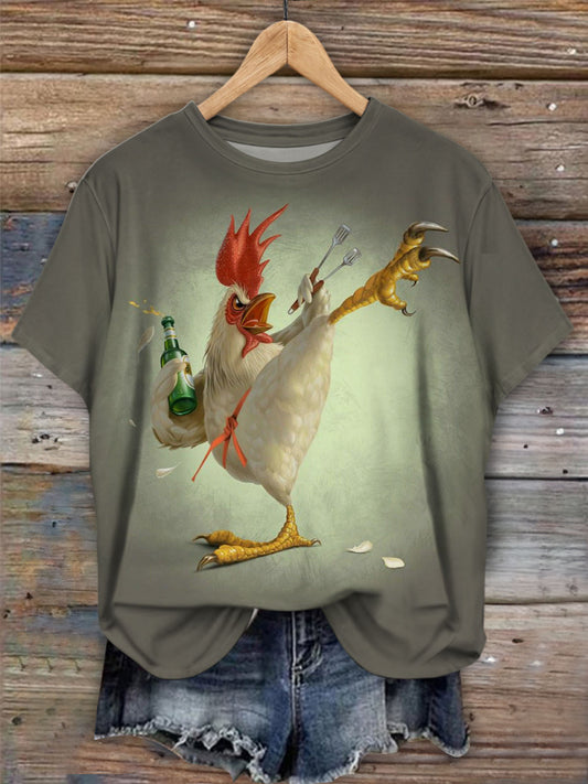 Funny Animal Art Crew Neck T-shirt