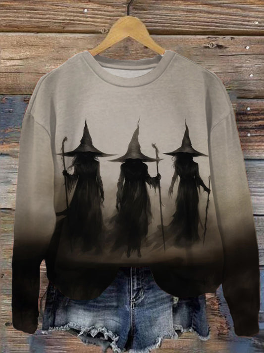 Witchy Printed Halloween Long Sleeve Top