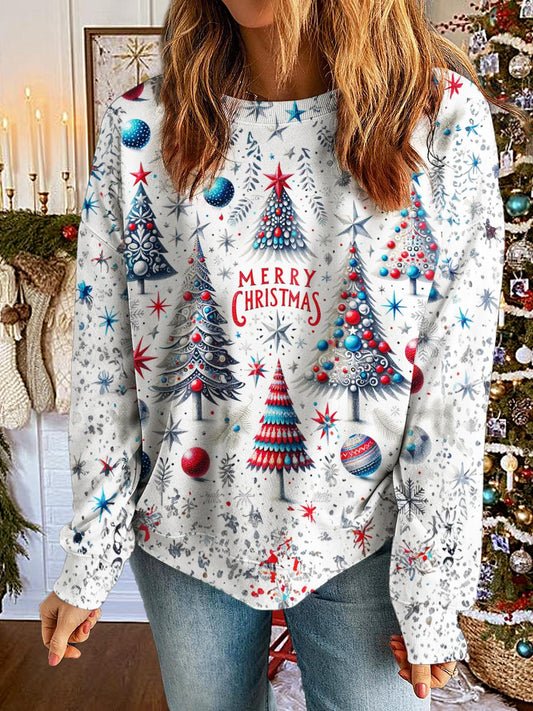 Women's Winter Merry Christmas Printed Long Sleeve Casual Top