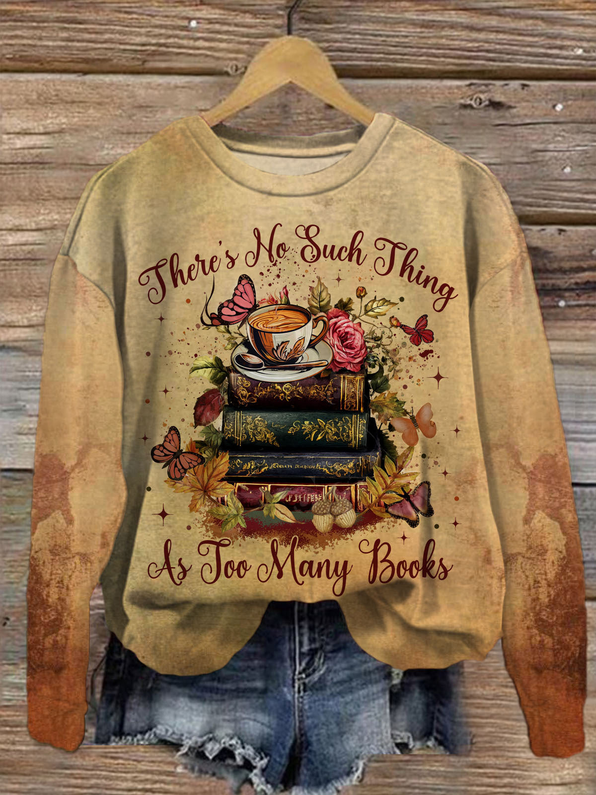 Women's Vintage Book Crew Neck Casual Sweatshirt