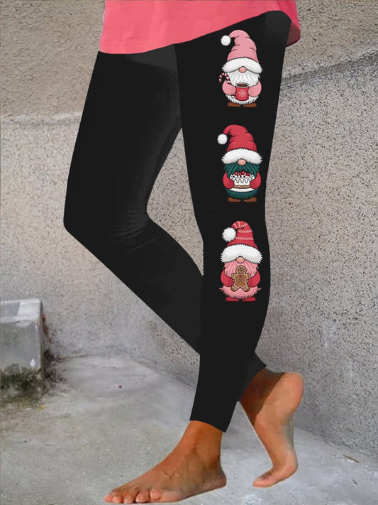 Women's Christmas Cute Gnome Print Leggings