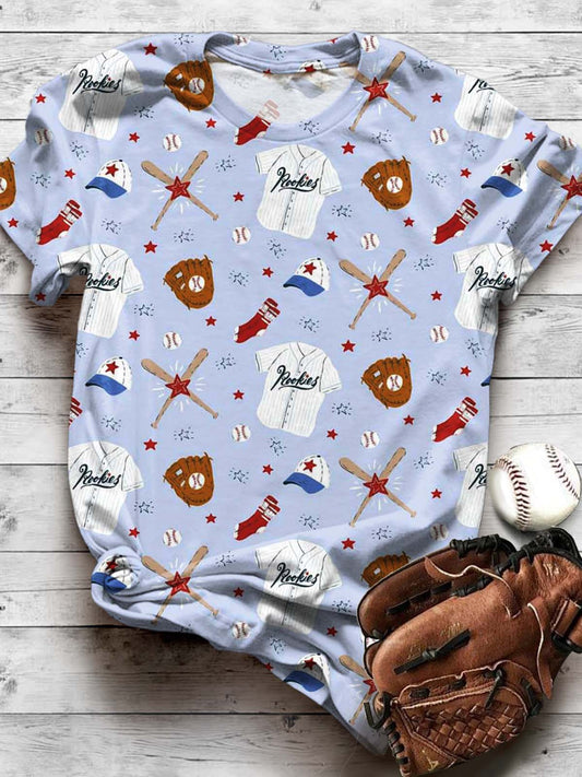 Team Game Fan Baseball Print Casual T-shirt