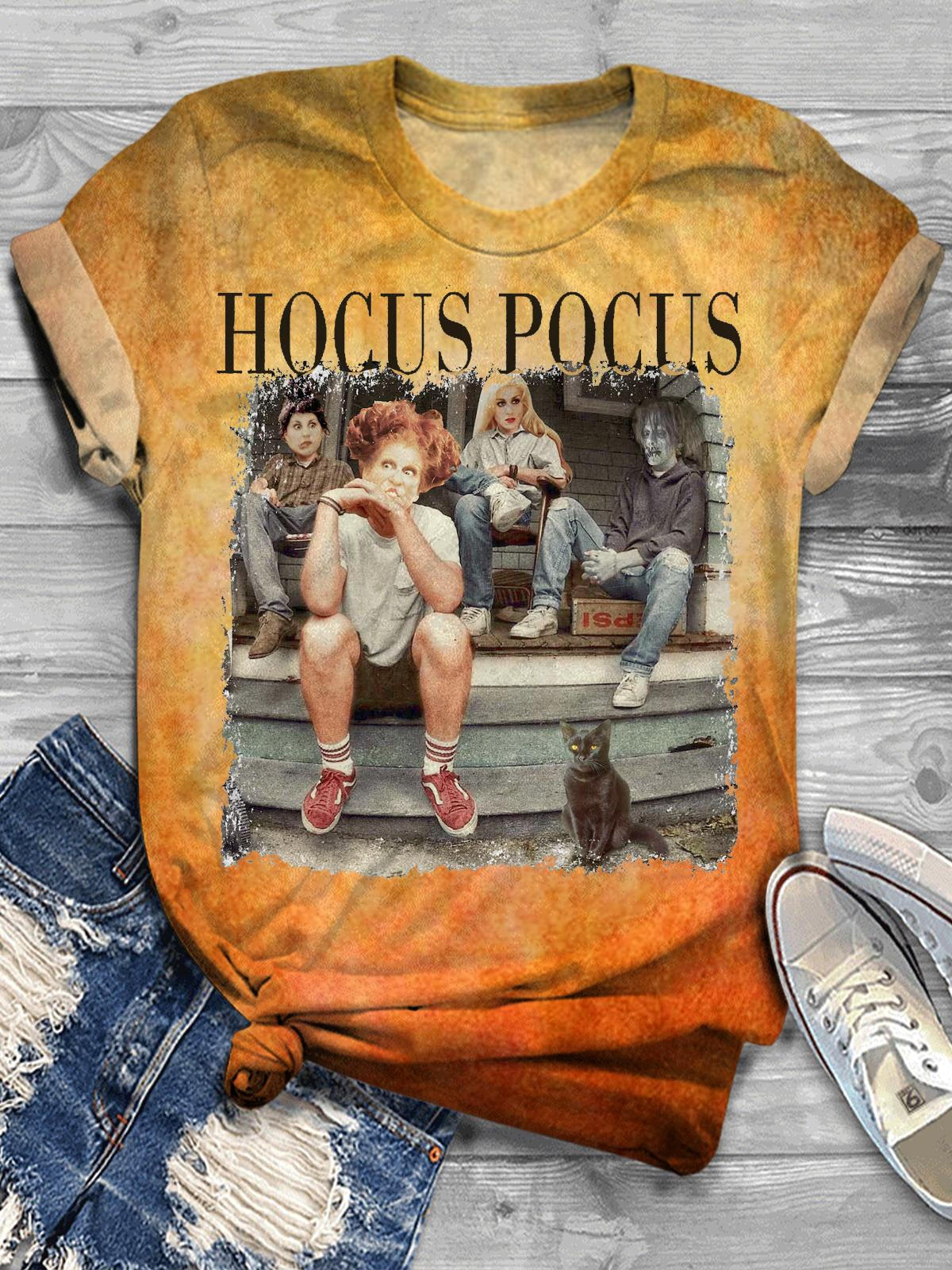 Hocus Pocus Retro Witches Movie Crew Neck T-shirt