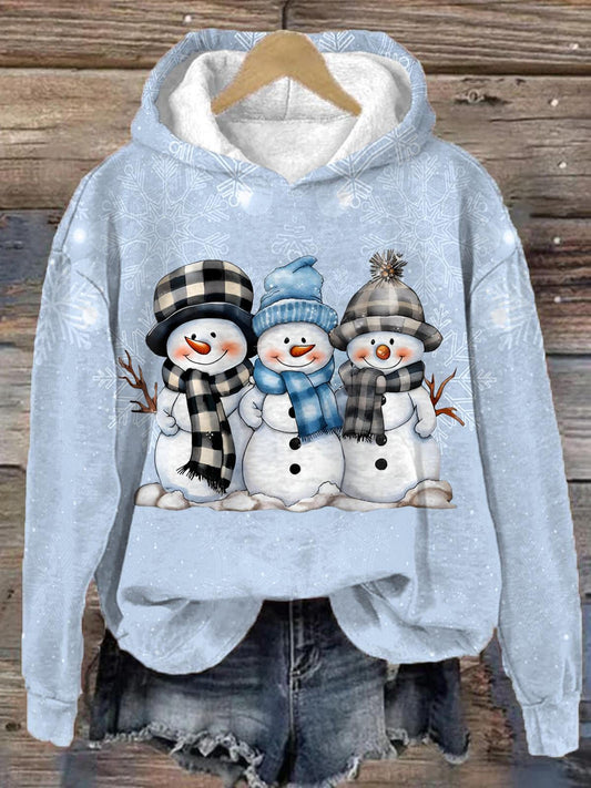 A Visit From The Three Snowmen Christmas Long Sleeve Printed Hoodie