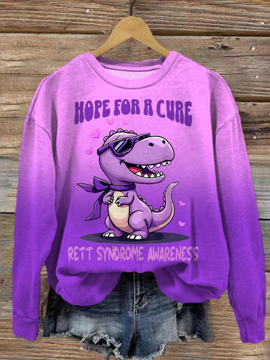 Hope For A Cure Rett Syndrome Awareness Dinosaur Sweatshirt