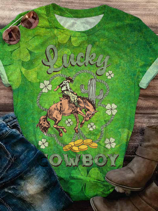 Lucky Cowboy St Patricks Crew Neck T-shirt