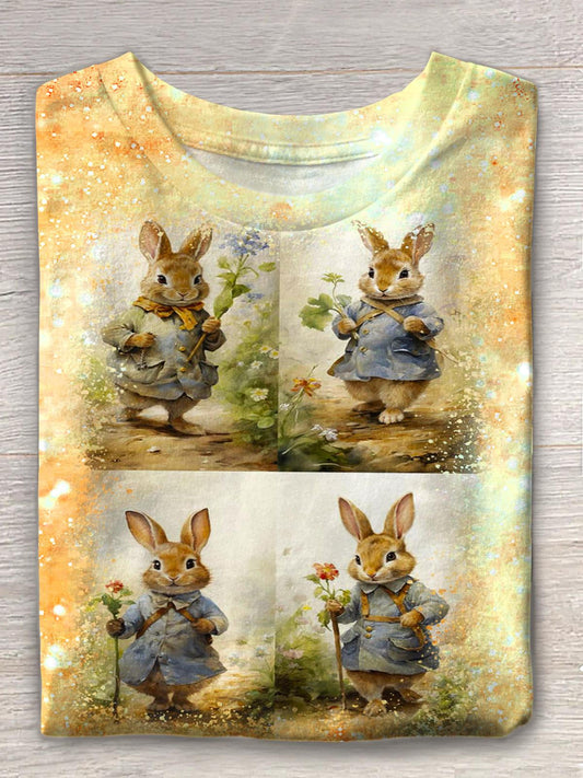 Vintage Easter Bunny Crew Neck T-shirt