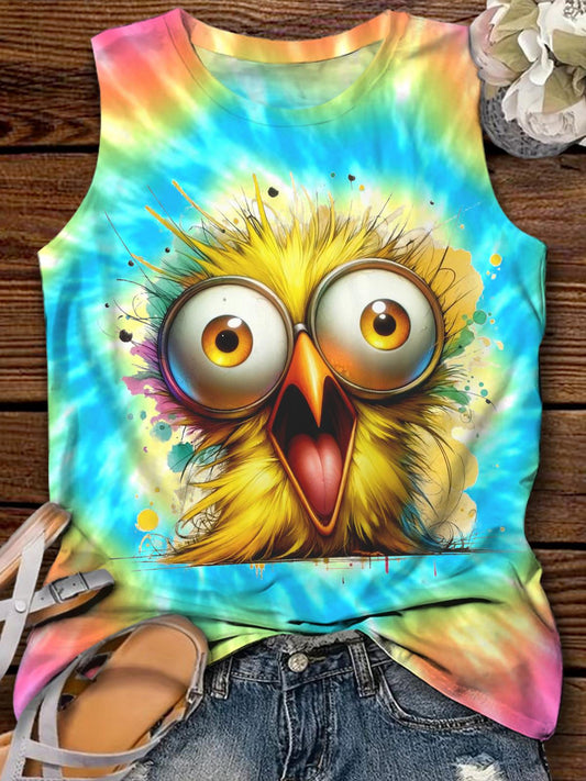 Funny Bird Printed Sleeveless Tank Top