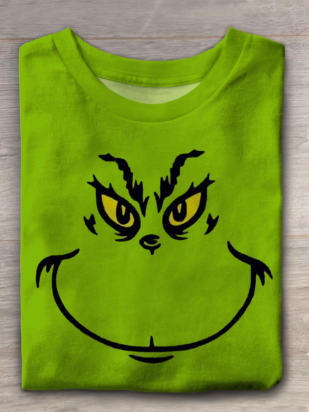 Smiling Green Monster Crew Neck T-shirt