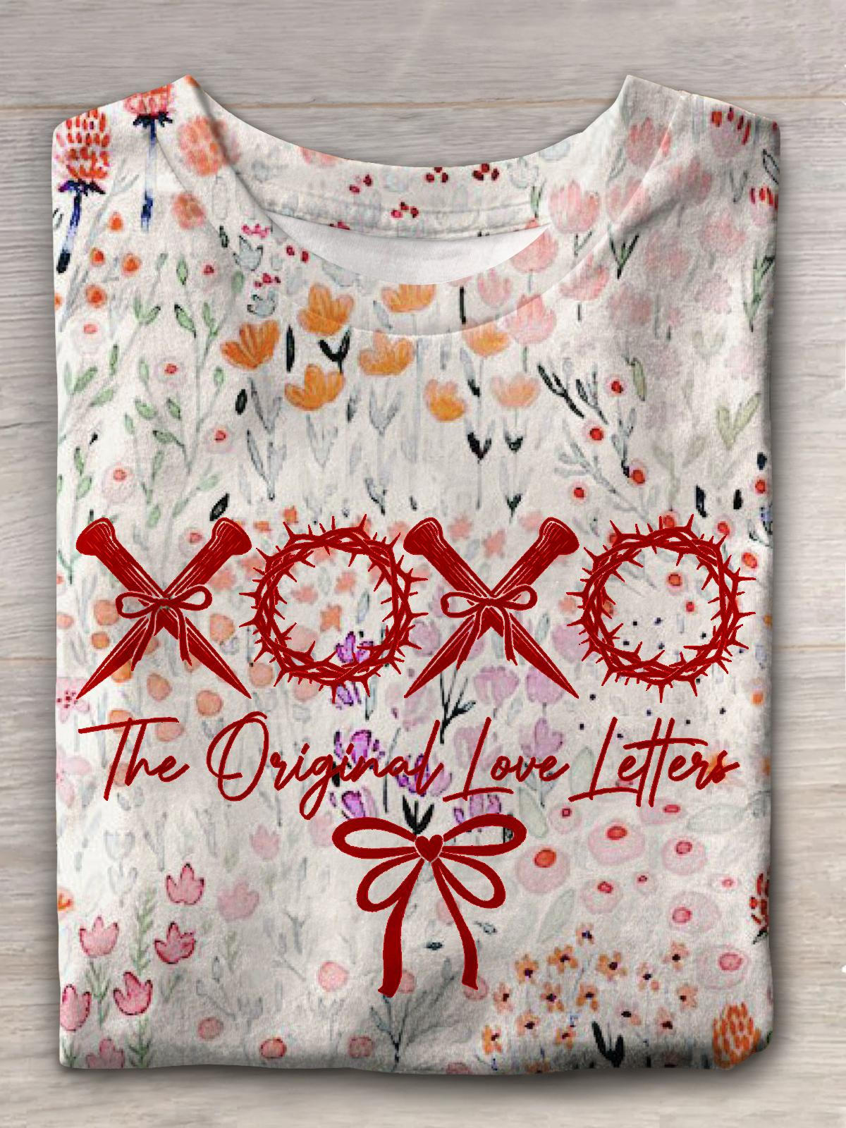 Xoxo The Original Love Letters Floral Valentine's Day Print T-shirt