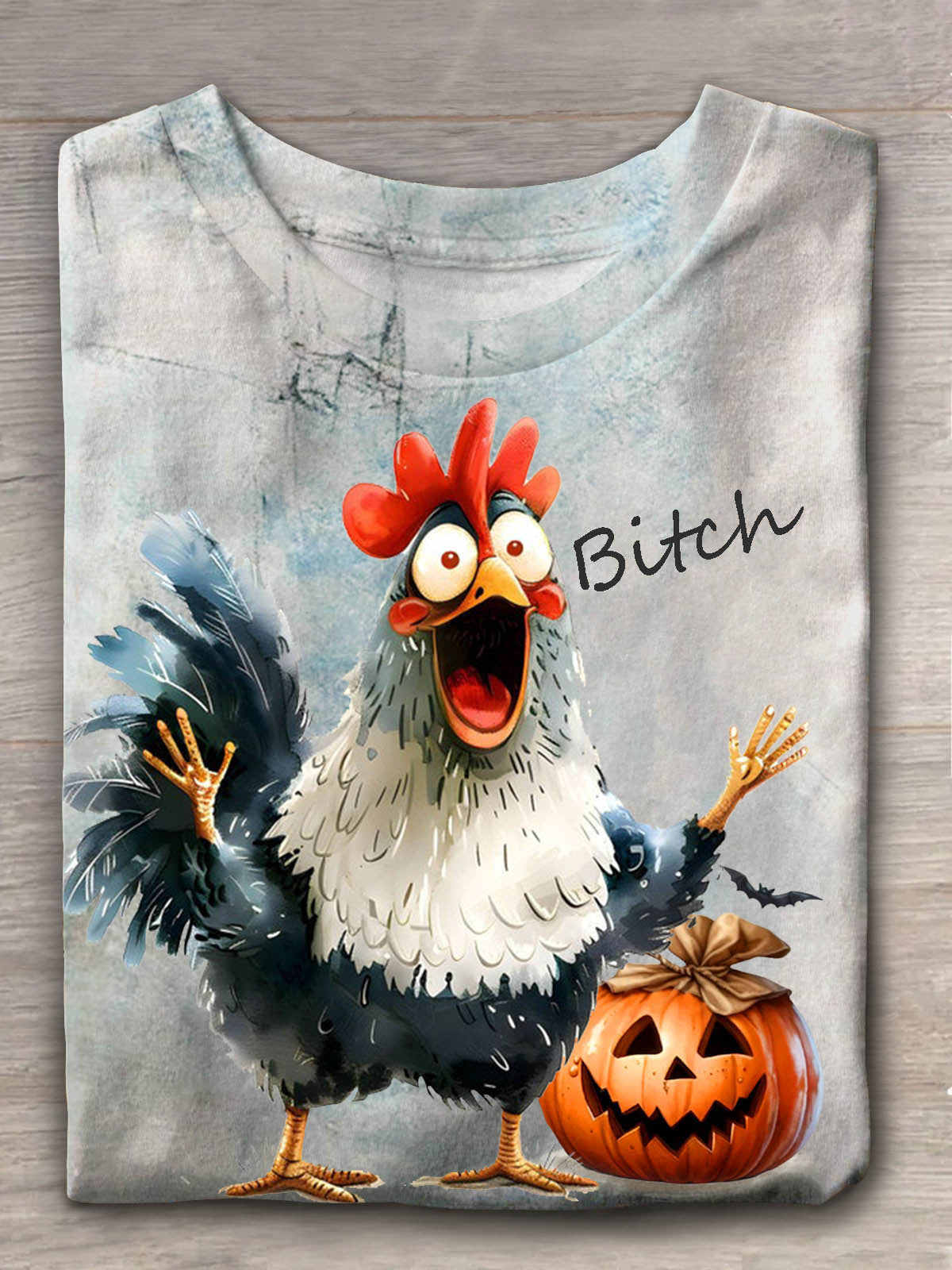 Women's Cock Pumpkin Fuck Distressed Print T-shirt