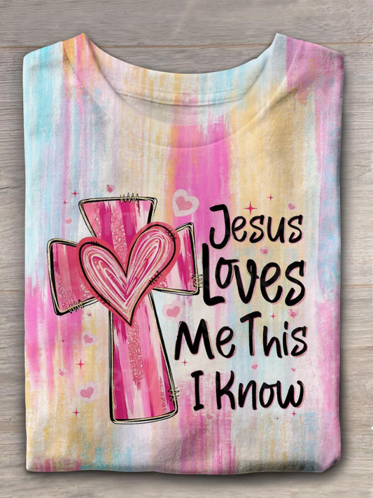 Jesus Loves Me This I Know Valentine Heart Crew Neck T-shirt