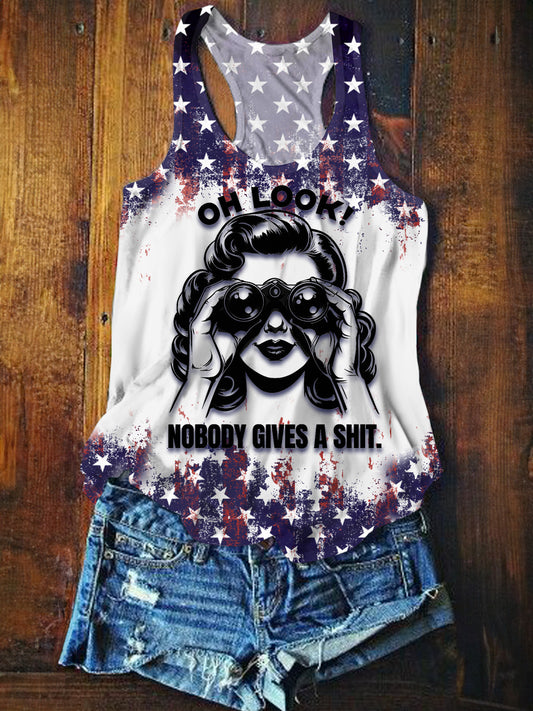 Oh Look Nobody Gives A Shit Funny Print Casual Tank Top