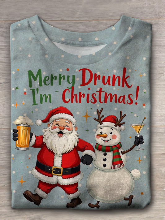 Merry Drunk I'm Christmas Vintage Print T-shirt