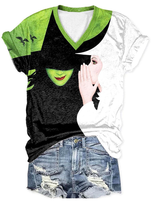 Retro Witch Poster Print V-neck T-Shirt