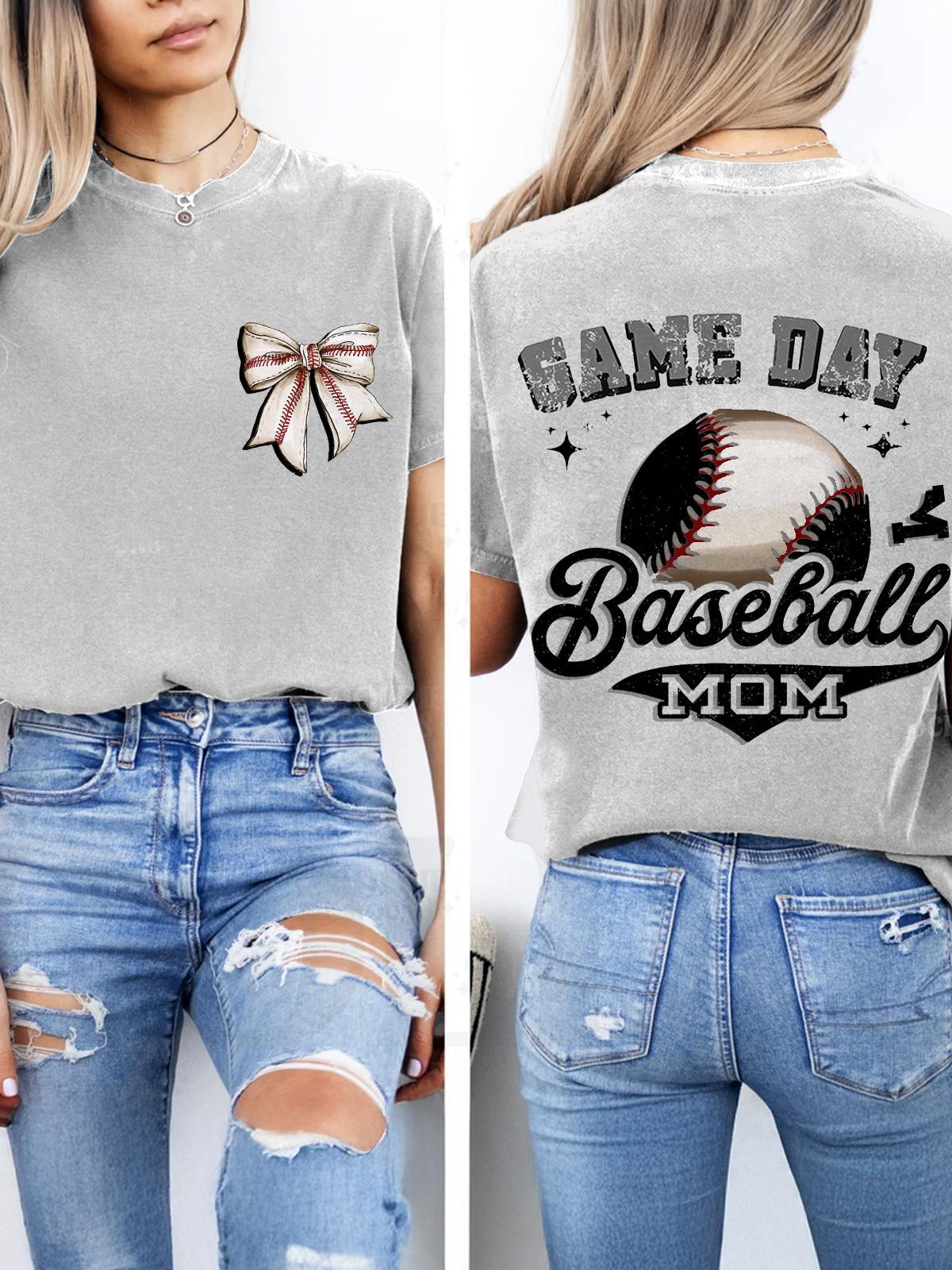 Game Day Baseball Mom Fans Happy Mother's Day Print T-Shirt