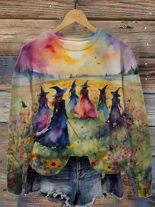 Witchs Watercolour Printed Long Sleeve Top