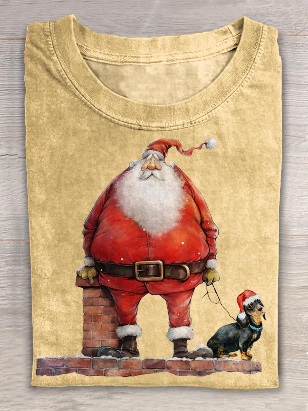 Women's Santa Dachshund Crew Neck T-shirt