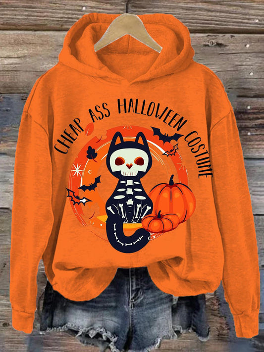 Cheap Ass Halloween Long Sleeve Printed Hoodie