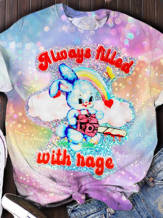 Always Filled With Hage Fun Print Casual T-shirt