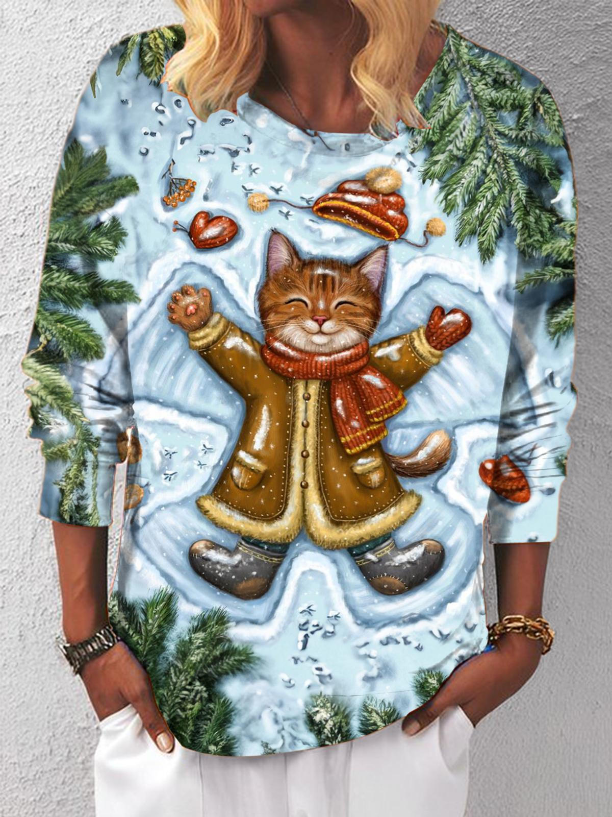 Snowfield Cat Long Sleeve Top