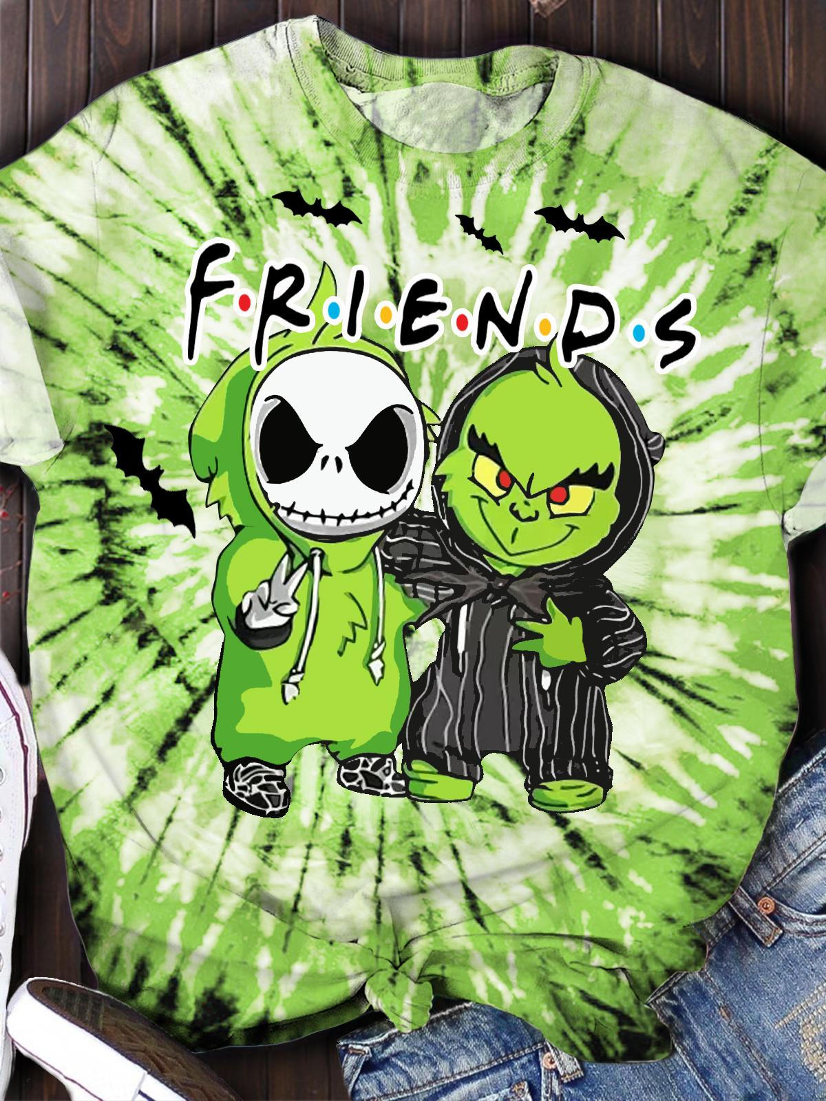 Friends Halloween Tie Dye Print Short Sleeve T-shirt