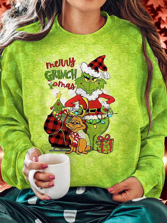 Women's Fun Retro Christmas Movie Printed Long Sleeve Casual Top