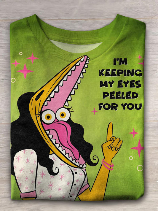 I'm Keeping My Eyes Peeled For You Monster Print T-shirt