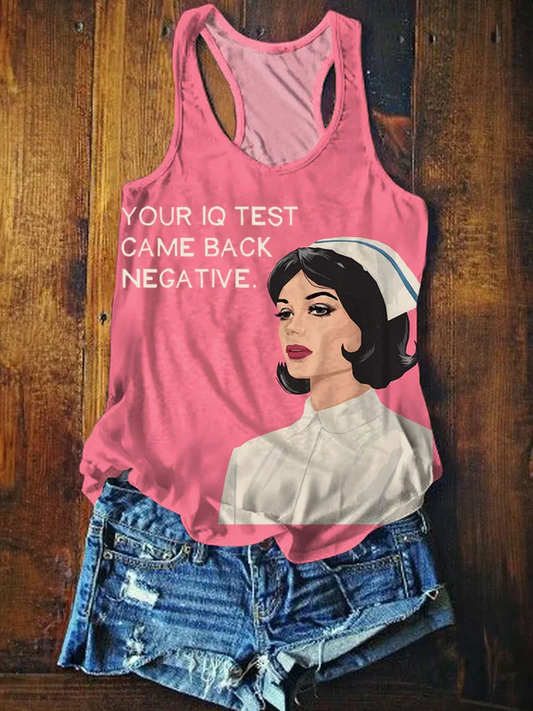 Your IQ Test Came Back Negative Printed Casual Tank Top