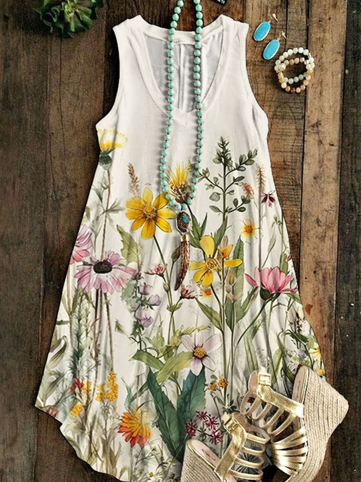 Floral Print Casual Sleeveless Dress