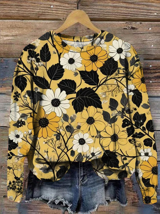 Women's Cute Floral Print Long Sleeve Top