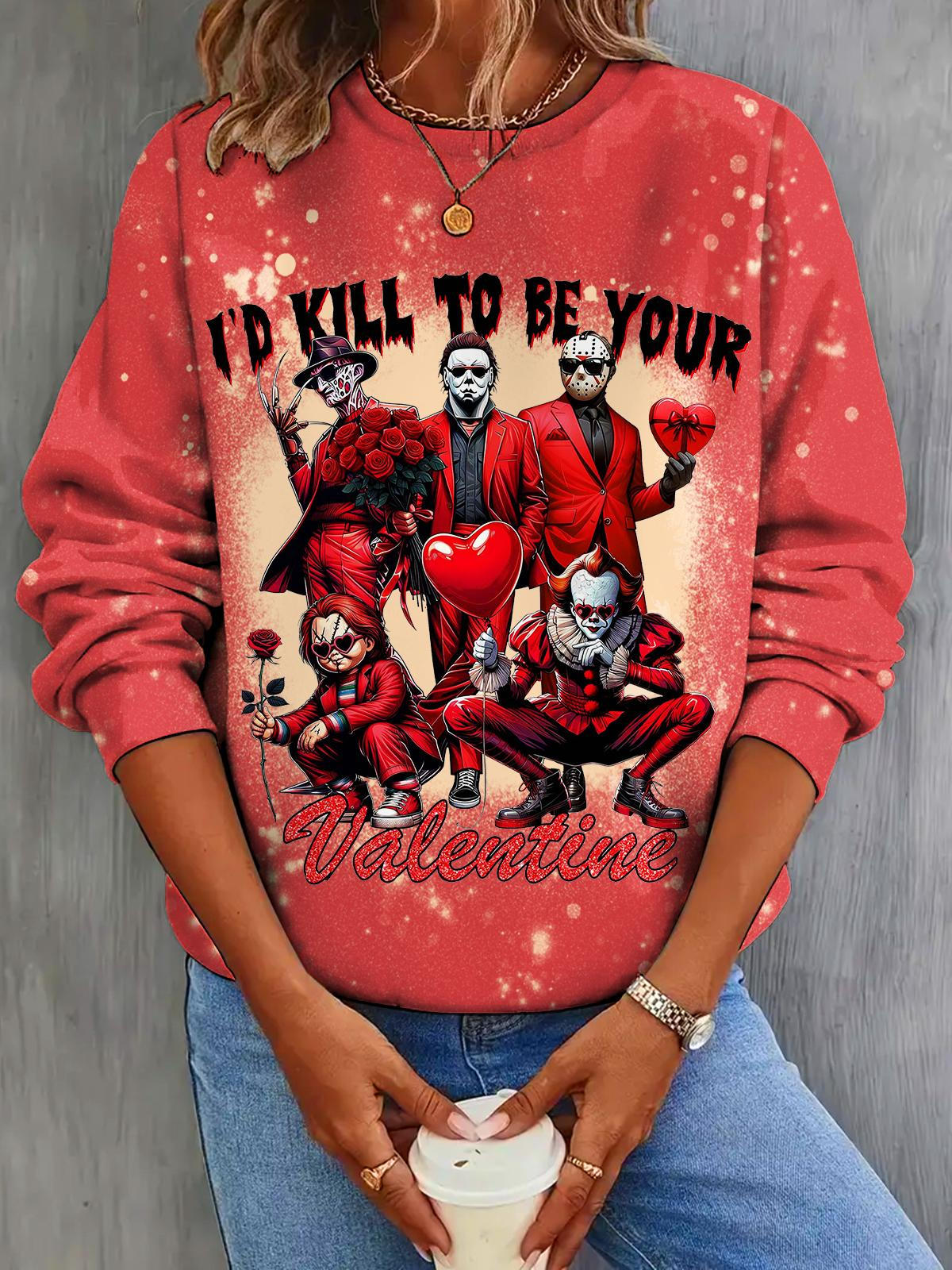 I'd Kill To Be Your Valentine Character Print Long Sleeve Top